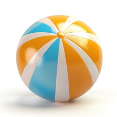 Colorful Beach Ball on White Background