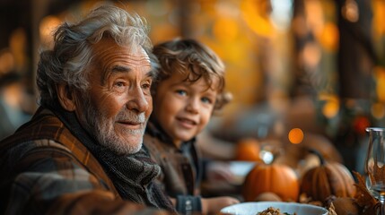 Obraz premium Grandfather and Grandson Sharing a Moment