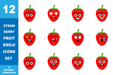 strawberry emoticon illustration vector set. Illustration  isolated on white backgrounds