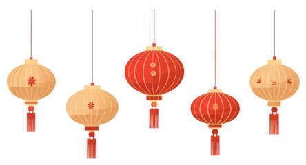 PNG Chinese lanterns celebration repetition decoration.