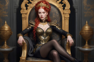 Fototapeta premium A beautiful Knight on the golden throne. 