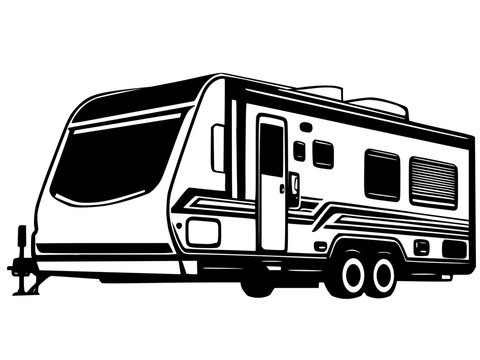 caravan , camper trailer vector illustration