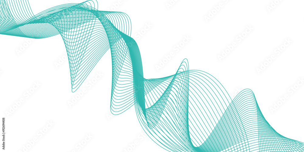 Poster abstract vector background with green wavy lines. green wave background. design element for technolo
