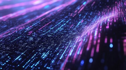 Abstract wave of binary code flowing through space