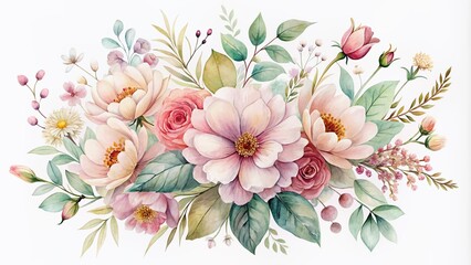 Delicate watercolor flower design with soft petals and intricate details on a transparent background, perfect for digital art, craft, and design projects.