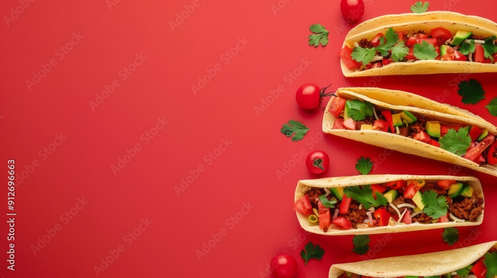 Wall mural national taco day background concept with copy space