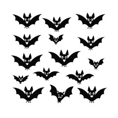 Vampire Bats Silhouettes for Halloween Vector Illustration.