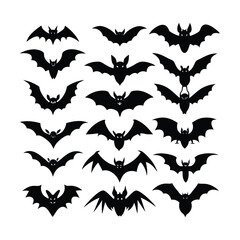 Vampire Bats Silhouettes for Halloween Vector Illustration.