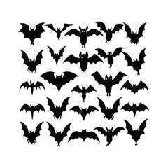 Vampire Bats Silhouettes for Halloween Vector Illustration.