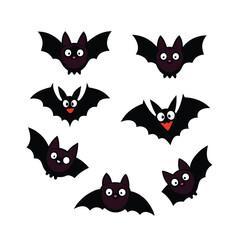 Vampire Bats Silhouettes for Halloween Vector Illustration.