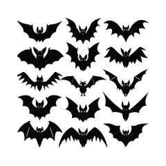 Vampire Bats Silhouettes for Halloween Vector Illustration.