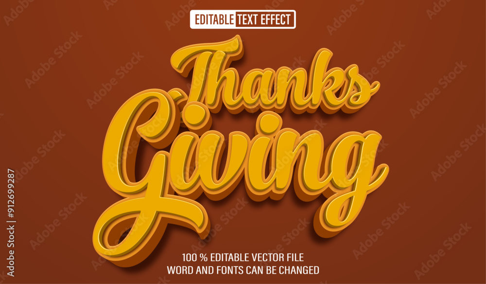 Poster editable 3d text style effect - thanks giving text effect template