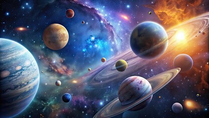 Planets and galaxies in deep space, sci-fi wallpaper, planets, galaxy, space, science fiction, futuristic, exploration