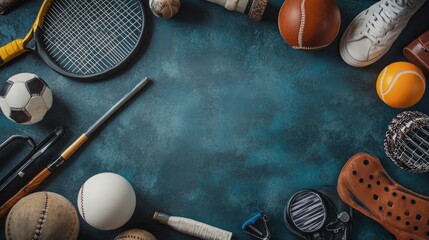 sports accessories frame border background for banner with copy space