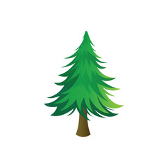 A Pine Tree on White Background logo design template.