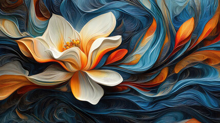 Elegant colorful with vibrant flower hanging branches illustration background. Bright color 3d abstraction wallpaper for interior mural