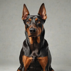 Obraz premium Doberman dog close-up on a light background