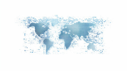 Black halftone dotted blue gradient world map. Vector illustration. Dotted map in flat design. Vector illustration isolated on white background 