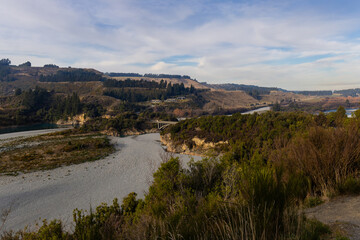 Beautiful afternoon view of Rakaia Gorge, New Zealand.