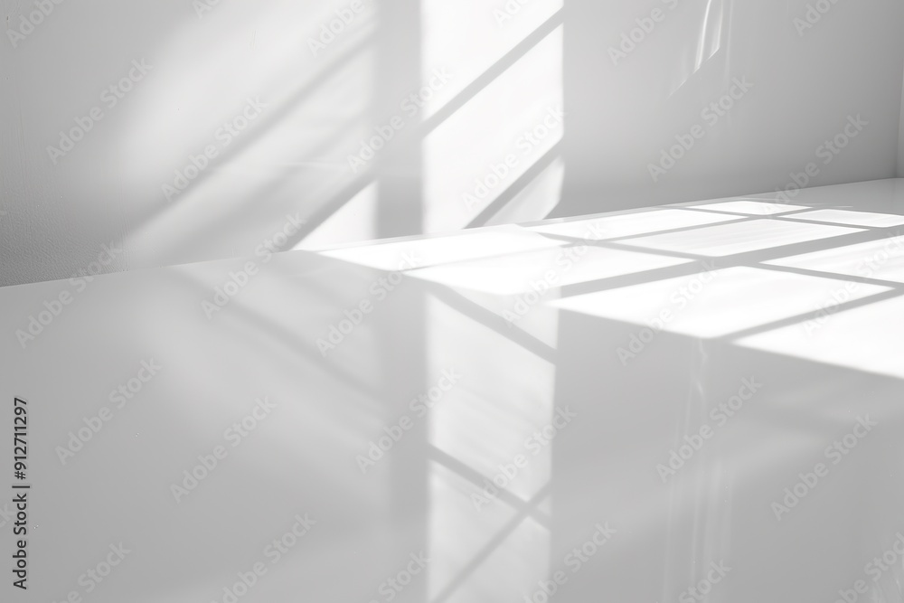 Poster minimalist white space with shadows and geometric patterns.