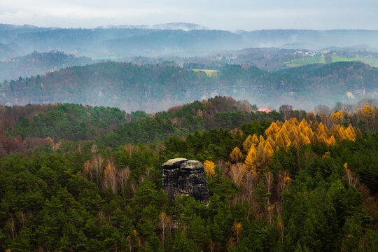 View from Rauenstein mountain in Saxon Switzerland. Germany. Europe