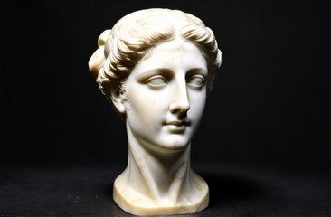 Woman marble statue on black background