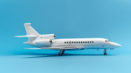 Fototapeta premium Modern private jet against a bright blue background