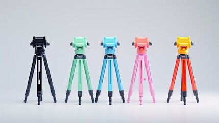 Camera tripod on a neutral background, adjustable height