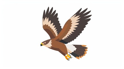 Obraz premium Illustration of a soaring brown eagle in mid-flight.