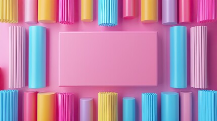 Highlighters on a solid color background, bright and colorful