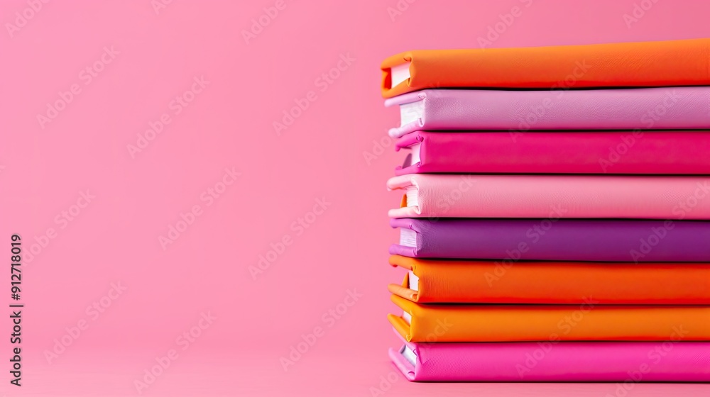Aufkleber notebook stack on a solid color background, ready for notes