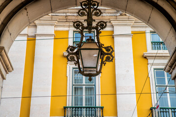 View of a vintage street lamp, Lisbon , Portugal