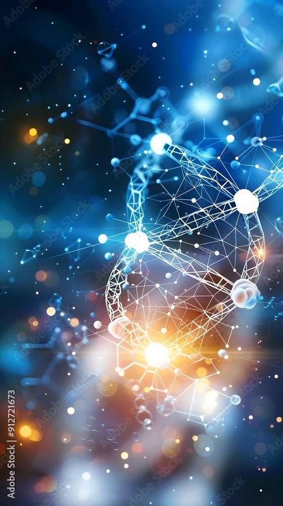 Poster abstract dna structure with bokeh lights.