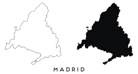 Madrid map outline and black silhouette vector