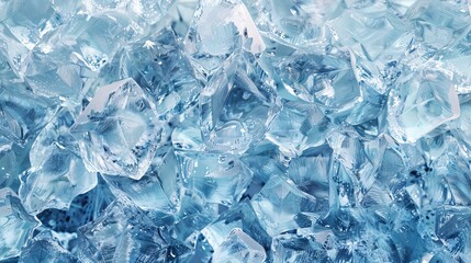 Collection of clear ice crystals reflecting light