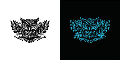 Owl logo vector silhouette 