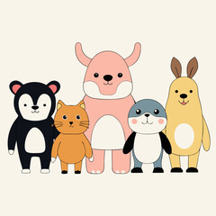 Obraz premium Cute Cartoon Animal Characters
