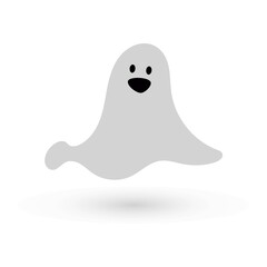 scary halloween ghost spooky spirit flying monster icon with funny cute spooky faces