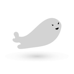 scary halloween ghost spooky spirit flying monster icon with funny cute spooky faces poster or banner vector illustration