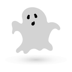 Obraz premium scary halloween ghost spooky spirit flying monster icon with funny cute spooky faces poster or banner vector illustration