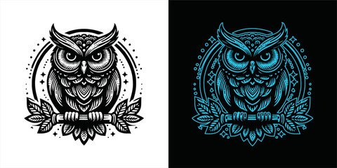 Owl logo vector silhouette 