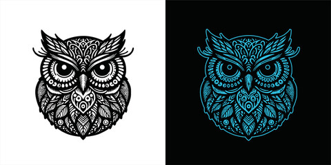 Owl logo vector silhouette 