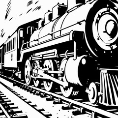Detailed Vintage Train Drawings