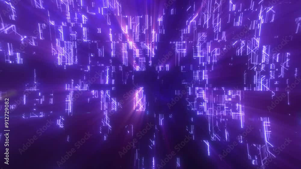 Poster abstract glowing energy futuristic purple hi-tech abstract background made of lines and computer str