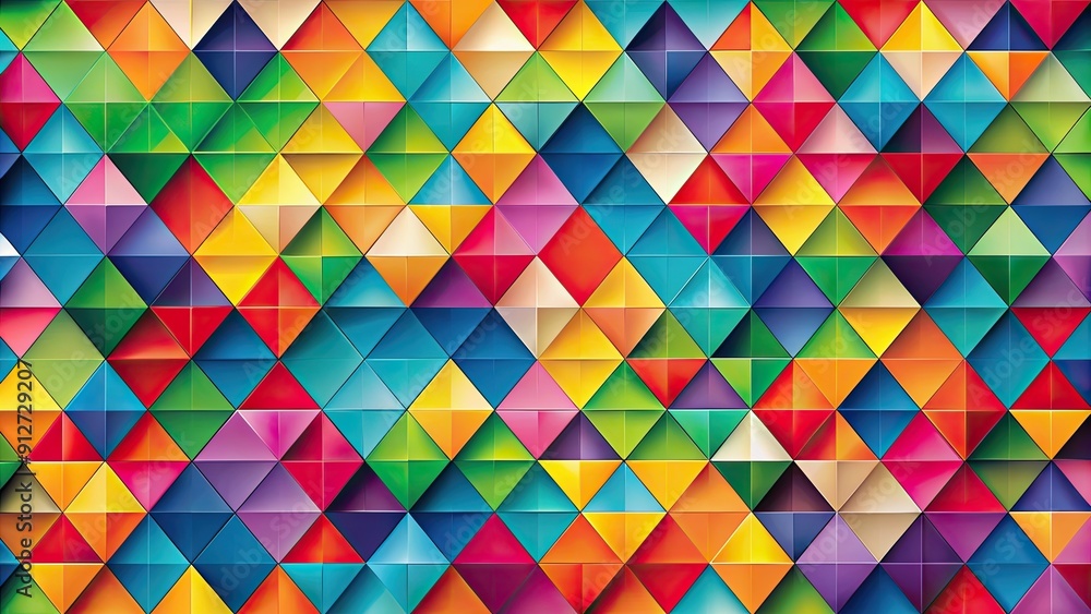 Sticker Abstract and geometric background with colorful triangles, abstract, background, geometric, design, shapes, triangles