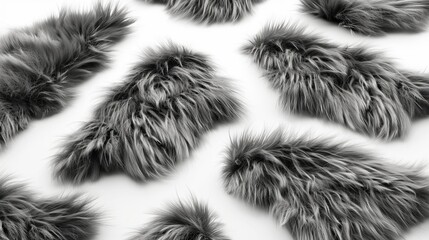 Clusters of black and white furry textures spread out.