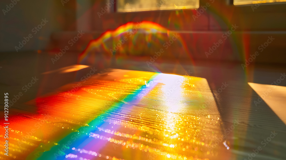 Poster rainbow spectrum refracted through a prism.