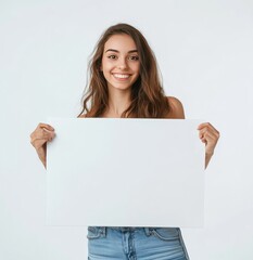 Fototapeta premium woman holding a blank sign