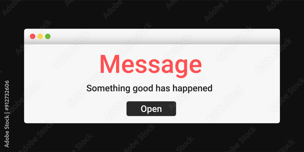 Poster modern digital message on screen. good pop up notification. web information on desktop.