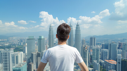 Man enjoying the views of the Petronas Towers